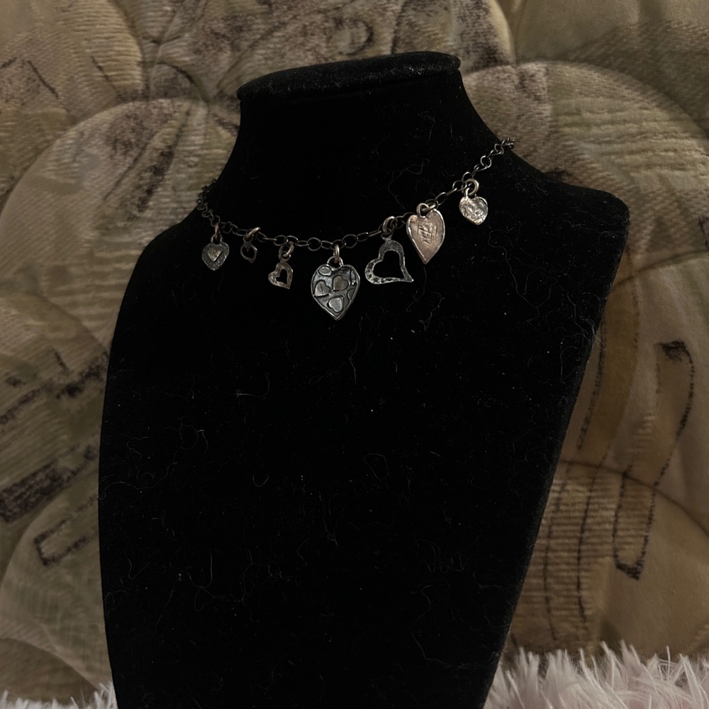 Vintage Silpada 925 Sterling Silver Heart Charms Necklace/Choker